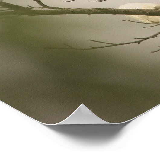 Snowy Egrets on Tree Poster ポスター (角)