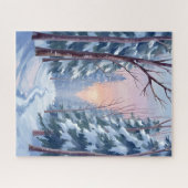 Snowy Escape | Winter Forest Watercolor Painting ジグソーパズル (横)