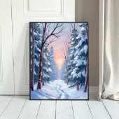 Snowy Escape | Winter Forest Watercolor Painting ポスター