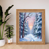 Snowy Escape | Winter Forest Watercolor Painting ポスター