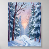 Snowy Escape | Winter Forest Watercolor Painting ポスター (正面)