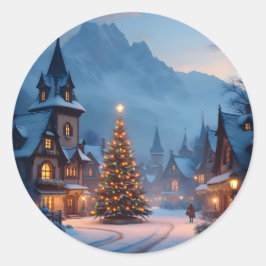 Snowy Eve In The Square - ラウンドシール