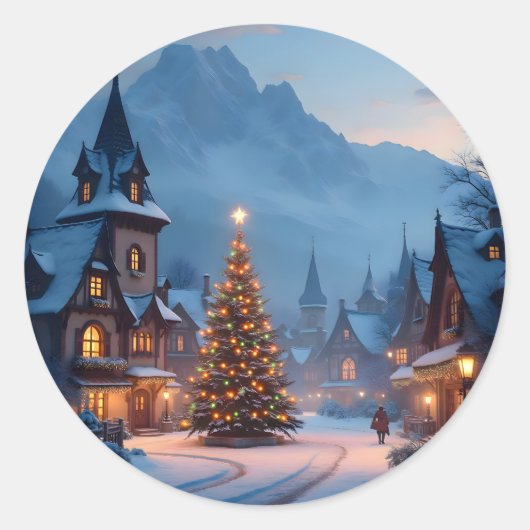 Snowy Eve In The Square -  ラウンドシール (正面)