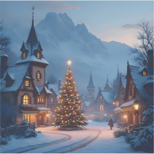 Snowy Eve In The Square - Square Vinyl シール (正面)