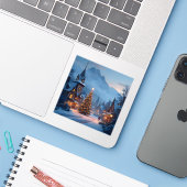 Snowy Eve In The Square - Square Vinyl シール (ノートパソコンとiPhone)