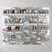 Snowy Evergreen 4 Generation Family Tree Poster ポスター (正面)