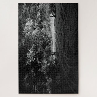 Snowy Forest at Night - monochrome puzzle ジグソーパズル