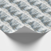 Snowy Forest Gift Wrap with Gold Lights ラッピングペーパー (角)