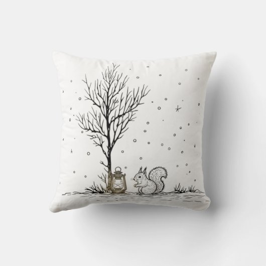 Snowy Forest Lantern Scene クッション (裏面)