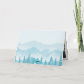 Snowy Forest Pine Mountain Winter Wedding Folded サンキューカード (裏面)