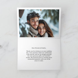 Snowy Forest Pine Mountain Winter Wedding Folded サンキューカード