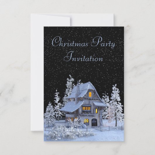 Snowy Forest Scenery Christmas Party 招待状 (正面)