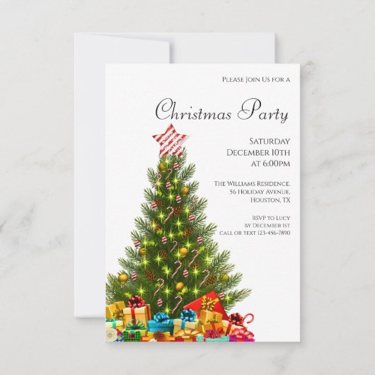 Snowy Forest Scenery Christmas Party 招待状 (裏面)