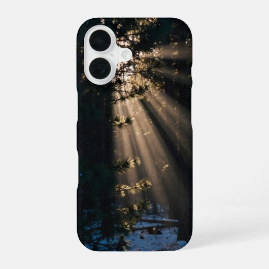 Snowy Forest Sun Rays Winter Phone Case iPhone 16ケース (裏面)