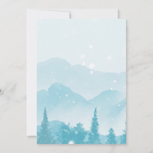 Snowy Forest Winter Wedding Rehearsal Dinner 招待状 (裏面)