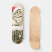 Snowy Forest Winter Woodland Christmas Bunny Bird  スケートボード (正面)