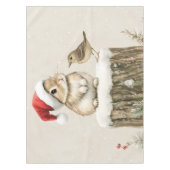 Snowy Forest Winter Woodland Christmas Bunny Bird  テーブルクロス (正面)