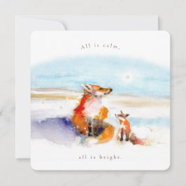 Snowy Foxes Flat Holiday Card シーズンカード