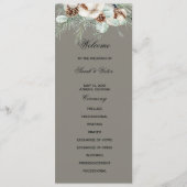 Snowy Greenery floral double side program card プログラム (正面)