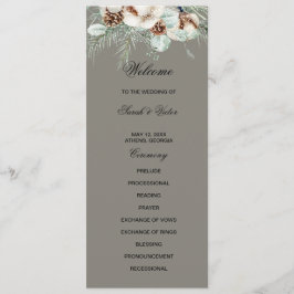 Snowy Greenery floral double side program card プログラム