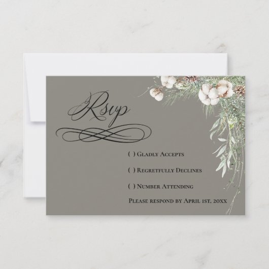 Snowy Greenery RSVP Card (正面)