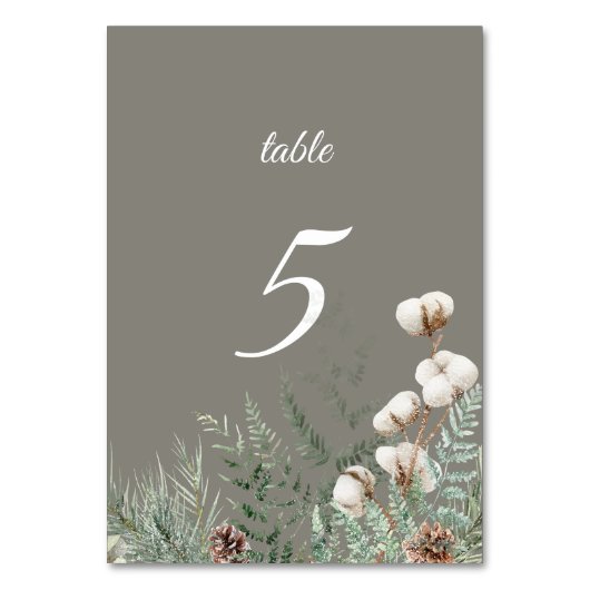 Snowy Greenery Table Number Card テーブルナンバー (正面)