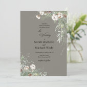Snowy Greenery Wedding Invitation 招待状 (スタンド正面)