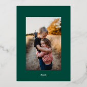 Snowy Happy Holidays Tree Forest Green Photo Gold 箔シーズンカード (裏面)