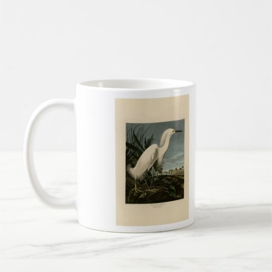Snowy Heron (Egret) – アメリカのオードボンの鳥 コーヒーマグカップ (左)