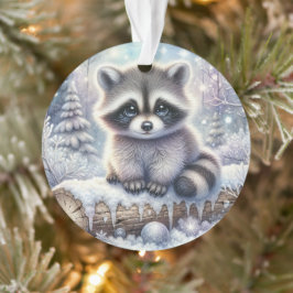 Snowy Log Raccoon & Ornament Ball オーナメント