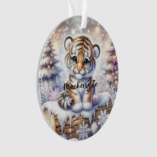 Snowy Log Tiger オーナメント (正面)