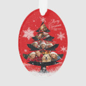 Snowy Merry Christmas Family Photo Tree オーナメント (裏面)