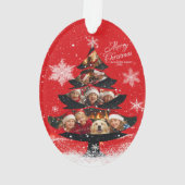 Snowy Merry Christmas Family Photo Tree オーナメント (裏面)