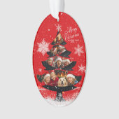 Snowy Merry Christmas Family Photo Tree オーナメント (正面)