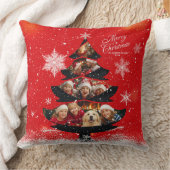 Snowy Merry Christmas  Family Photo Tree クッション (ブランケット)