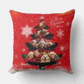 Snowy Merry Christmas  Family Photo Tree クッション (正面)