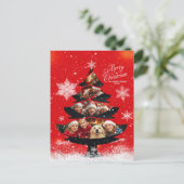 Snowy Merry Christmas Family Photo Tree シーズンポストカード (スタンド正面)