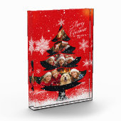 Snowy Merry Christmas Family Tree Photo Block フォトブロック (左)