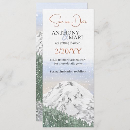 Snowy Mountain, Falling Snow & Forest 招待状 (正面/裏面)