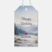 Snowy Mountain Howling Gray Wolf Wilderness ギフトタグ (正面)