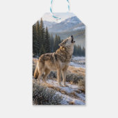 Snowy Mountain Howling Gray Wolf Wilderness ギフトタグ (裏面)