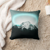Snowy mountain mysterious blue neon light クッション (ブランケット)
