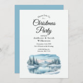 Snowy Mountain Winter Lake Christmas Party 招待状 (正面/裏面)