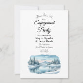 Snowy Mountain Winter Lake Engagement Party 招待状 (正面)