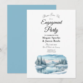 Snowy Mountain Winter Lake Engagement Party 招待状