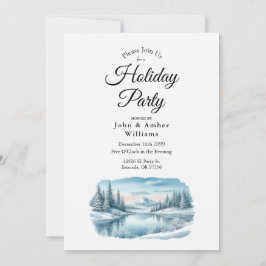 Snowy Mountain Winter Lake Holiday Party 招待状