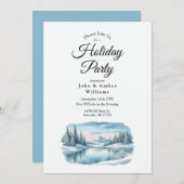 Snowy Mountain Winter Lake Holiday Party 招待状 (正面/裏面)