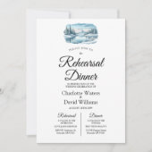 Snowy Mountain Winter Lake Rehearsal Dinner 招待状 (正面)