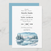 Snowy Mountain Winter Lake Wedding 招待状 (正面/裏面)