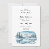 Snowy Mountain Winter Lake Wedding 招待状 (正面)
